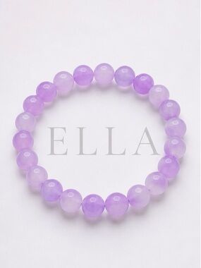 Lavender Ombre Beaded Stretch Bracelet|Frosted Purple Glass Beads|Minimalist